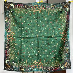 100% Pure Mulberry Silk Multicolour Hand Rolled Large Silk Scarf - The Green Bird&Flowers or The Golden Fish Fabric: 14mm twill Silk  Size: 90X90cm ( handmade, real size is 88x88cm or 34x34 inches  ) please note that this is pure silk product, tiny snags are not avoidable Festival Scarves, Golden Fish, Large Silk Scarf, Life Tree, Small Scarf, Green Bird, Scarf Women Fashion, Tie Headband, Wedding Wraps