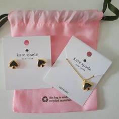 Nwt Matching Kate Spade Black And Gold Spade Earrings And Necklace. Gold Chain. Comes With Pink Dustbag. Kate Spade Jewelry, Gold Chains, Kate Spade, Women Jewelry, Chain, Pink, Women Shopping, Gold, Black