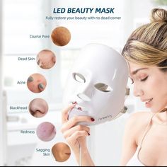 7 Color Led Face Mask Anti Aging Led Facial Mask, Led Facial, Led Face Mask, Skin Collagen, Led Mask, Glow Skin, Beauty Gadgets, Beauty Mask, Led Light Therapy