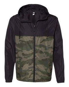 Unisex Lightweight Windbreaker Full-Zip Jacket - BLACK/ FOREST CAMO - XS | Independent Trading Co. Lightweight Windbreaker Full-Zip Jacket in Black/Forest Greenuflage Size XS | Polyester Feeling Under The Weather, Volleyball Outfits, Black Camo, Green Camo, Black Forest, Windbreaker Jacket, Hooded Sweatshirts, Rain Jacket, Camo