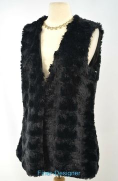 New Items Added Daily ...Sign Up For Our Email Newsletter So You Won't miss New Items and Special Sales If you made a purchase at a local store & then were not 100% pleased,  you would not call the newspaper. You would contact the merchant first….Kindly offer us the same courtesy.    SIZE  M FABRIC faux fur, poly lined (see tag photo for details) MEASUREMENTS Approx. Measurements in inches taken with garment laid flat, not stretched. Length shoulder to hem: 29" Armpit-Armpit laying flat: 20" MIS Tag Photo, Sleeveless Jacket, Black Faux Fur, Nice Tops, Vest Jacket, New Items, Newspaper, Flapper Dress, Fur Coat