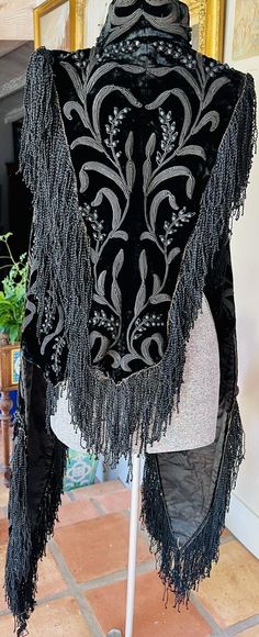 Exceptional Antique Victorian Black Velvet Embroidered Braided Mantle Cape | eBay