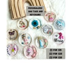 there are many personalized buttons and magnets on this page for $ 5 each