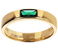 Add a touch of elegance to your everyday look with this stackable band. Crafted in 18K gold-plated sterling silver, it captivates with its burnished set, baguette-cut Diamonique simulated gemstone, offering a polished finish that's gorgeous on its own or stacked with other bands. Stackable Bands, Baguette Cut, Gold Plated Sterling Silver, Band Ring, Everyday Look, Wedding Band, Wedding Bands, 18k Gold, Jewelry Rings