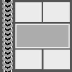 a gray background with black and white chevroned lines on the bottom right corner