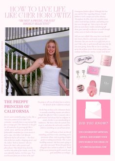 a woman in white dress standing next to stairs and pink accents on the bottom half of her face