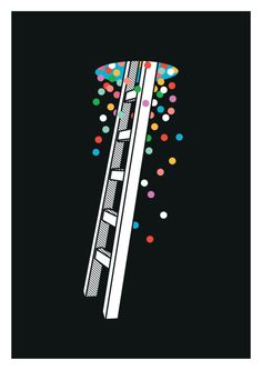 an image of a ladder with confetti coming out of it and falling down