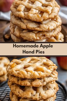 homemade apple hand pies stacked on top of each other