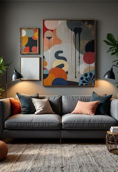 Grey Couch Living Room Gray And Color Living Room, Cushion Ideas For Grey Sofa, Grey Leather Couch Living Room Ideas, Grey Couch Living Room Ideas Colorful, Gray Couch Living Room Colour Schemes, Grey Leather Couch, Leather Couch Living Room