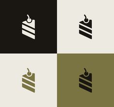 four different types of food icons in black, white and green color scheme on separate squares