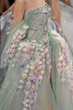 Flower Runway Fashion, Teal Wedding Gown, Water Inspired Fashion, Flower Inspired Fashion, Flower Inspired Dress, Biggest Wedding Dress, Fashion Week Fall 2023, Valentin Yudashkin, Runway Gowns