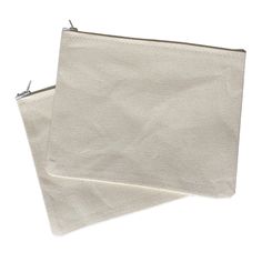 "ORDER MORE, SAVE MORE.  THE LARGER YOUR PACK SIZE YOU ORDER, THE LOWER YOUR PRICE PER UNIT.   The new Craft Basics natural cotton canvas with white zipper flat Pouch are the perfect size for your belongings at about 8\" wide and 6\" tall.  Keep your items secure and clean with the smooth plastic zipper pull. These are great for DIY projects - the durable cotton canvas allows for decoration with fabric paint, pens, markers, embroidering, screen printing, DTG and heat transfer printing and more! Customize it to make it a unique pouch for an event, fundraiser, retail space or special occasion. We can add your art design, logo or text with DTG printing in full color! The perfect accessory to expand your product lines.  Key Features: * 12oz durable natural cotton canvas * Natural with white zi White Cotton Pouch For Everyday Use, White Cotton Bag With Zipper Closure, Cotton Pouch With Zipper For Everyday Use, Cotton Pouch With Zipper Closure For Everyday Use, Beige Cotton Canvas Bag With Zipper Closure, White Cotton Canvas Bag With Zipper Pocket, Rectangular Cotton Pouch For Personal Use, Cotton School Bag With Zipper Pouch, Cotton Pouch With Zipper Pocket For Daily Use