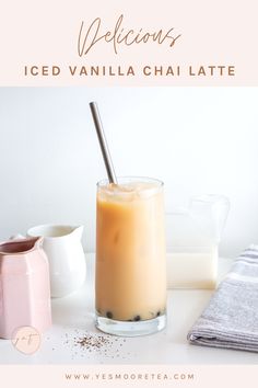 Iced Vanilla Chai Latte Vanilla Chai Latte Recipe, Vanilla Chai Latte, Boba Tea Recipe, Chai Latte Recipe, Iced Chai Latte, Homemade Smoothies