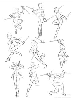 an image of various poses for the character in this video game, which shows how to draw