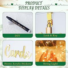 four different types of christmas lights with the words, display details and instructions