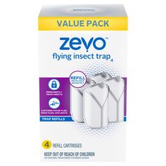 Use in Zevo Flying Insect Trap to eliminate flying insects in your home. Blue and UV light attracts and permanentaly traps flying insects. Includes 4 refill cartridges available for year round protection. aptures flying insects onto an adhesive backing.. Removable refill cartridges available for year round protection.. Great for kitchens, bathroom, garage, and living spaces.. 24-Hour Protection conveniently works day and night to help protect your family from pesky flying insects. Zevo Indoor In Gnat Traps, Fruit Fly Trap, Fly Trap, Fly Traps, Fruit Flies, Insect Control, Flying Insects, Strong Adhesive, Pest Control