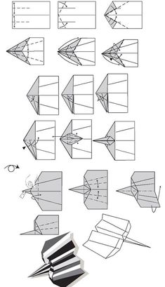 the instructions for how to make an origami paper airplane that looks like it is flying