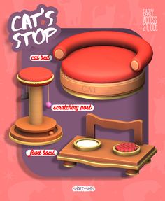 the cat's stop poster features furniture for cats