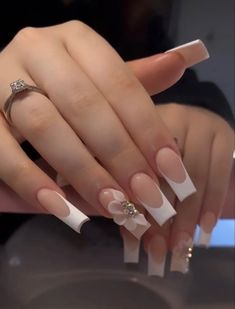 Acrylics Aesthetic, Gel Nails Long, Concert Nails, Graduation Nails, Red Acrylic Nails, White Acrylic Nails, Girly Acrylic Nails