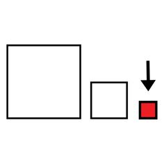 a white background with black and red rectangles on the bottom right corner, two squares in the middle