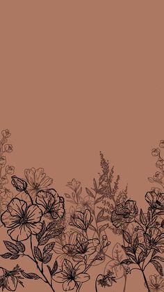 some flowers on a brown background with black and white lines in the bottom right corner