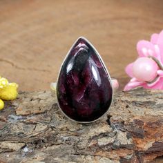 Pear Eudialyte Ring, Pear Stone Ring, Statement Ring, Gemstone Cabochon, 925 Sterling Silver, Birthday Gifts, Christmas Sale, Etsy Sale,Boho Description : Gemstone : Eudialyte Metal : 925 Sterling Silver Stone Shape :- Pear Stamp :- 925 Weight : 6.53 Gram Approx Stone Size : 23 x 15 MM Approx handmade Item Made to order **This ring you will receive may vary from the image as no two gemstones are similar and images cannot define exact product definitions. ** Shipping Policy:- We mainly use UPS , Sterling Silver Pear-shaped Sapphire Ring Gift, Teardrop Sapphire Ring In Sterling Silver, Teardrop Sapphire Ring In Sterling Silver Gift, Pear-shaped Cabochon Ring As Gift, Gift Pear-shaped Sapphire Ring In Sterling Silver, Pear-shaped Sapphire Ring In Sterling Silver For Gift, Pear-shaped Sapphire Ring In Sterling Silver, Pear-shaped Tourmaline Jewelry As A Gift, Pear-shaped Tourmaline Jewelry For Gift