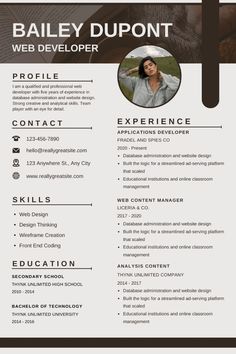 a professional resume template with an image of a woman