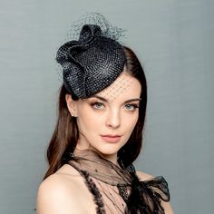 Hand blocked small cocktail hat from visca using traditional millinery techniques. This small hat is accented with modern shape visca decor and natting. It is perfect for a lot of occasion and for the elegant, extravagant and modern looking. Iis attached to black metal headband. You can write to me for more informations. Ready to shipped in 4-7 working days. RETURNS AND EXCHANGE DETAIL Returns must be made within 14 days (date on the post mark is important). RETURNS FROM OUTSIDE EUROPEN UNION - Small Veil, Blue Headpiece, Evening Hat, Wedding Hats For Guests, Veil Black, Modern Hat, Blue Fascinator, Veil Length, Metal Headband