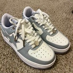 Grey Used Small Scuffs On The Sides Soles Fading Bapesta Shoes, Bape Shoes, Womens Shoes Sneakers, Shoes Sneakers, Women Shoes, Grey, Fashion Outfits, Sneakers, Women Shopping