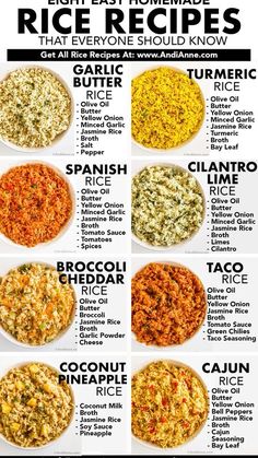 the different types of rice that you can use to make this recipe for dinner or dessert