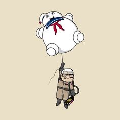 an old man flying a kite with a teddy bear on it's back and holding the string