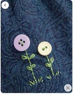 Flower Button Embroidery, Button Stitching Ideas, Button Embroidery Ideas, Button Embroidery, Pola Macrame, Casual Cotton Dress, Desain Quilling, Cute Buttons