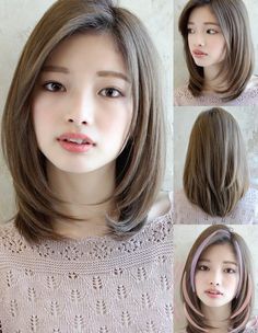 Medium Haircut Korean Shoulder Length, Shoulder Length Hair With Layers Side Part, Shoulder Length Haircuts For Women, Short Hair Cuts For Round Faces, Haircut Inspiration, Short Hair Styles For Round Faces