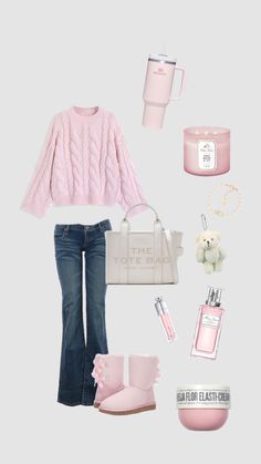 Clean girl , soft girl , pink sweater , Uggs , cute #outfit #outfitinspo #pink #cute #girlygirl #girly #vanillagirlaesthetic #softgirl #popular Soft Girl, Girly Girl, Cute Outfits