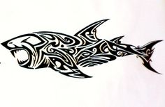 a drawing of a fish with intricate designs on it