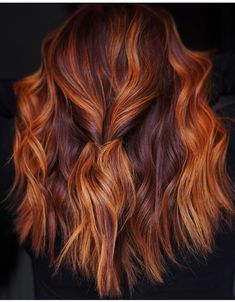 Fall Highlights For Red Hair, Brown Orange Ombre Hair, Pumpkin Hazel Hair Color, Fall Red Hair, Orange Ombre Hair, Hair Doos, Red Hair With Highlights, Fun Hairstyles, Hazel Hair Color