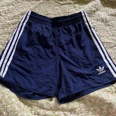 Nwot Smoke Free Home Navy Casual Athletic Shorts For Streetwear, Adidas Blue Shorts With Three Stripes, Blue Athletic Shorts With Pockets For Streetwear, Blue Streetwear Athletic Shorts With Pockets, Casual Summer Athletic Shorts With Three Stripes, Short Bottoms With Three Stripes Branding For Summer, Casual Shorts With Three Stripes, Adidas Blue Cotton Shorts, Adidas Bottoms For Streetwear