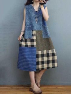 Shirt Dress Plus Size, Denim Sundress, Caftan Dresses, Summer Dresses Online, Patchwork Clothes, Oversized Shirt Dress, Dresses To Make, Cotton Linen Dresses, Loose Fitting Dresses