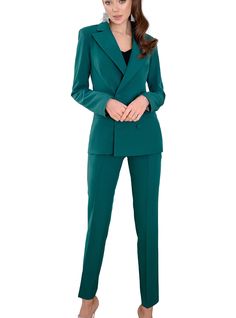 ONLY pants, without a blazer DETAILS -  slim fit pants -  with crease -  high rise MATERIAL Premium quality suiting fabric, which consists of viscose mostly and a bit of polyester and elastane SIZES The models in photos are wearing a size 2 0 US numeric  BUST 32-34 inches or 82-86 cm WAIST 23-24.8 inches or 59-63 cm HIPS 33-35 inches or 86-90 cm 2 US numeric  BUST 34-35 inches or 86-90 cm WAIST 25-26 inches or 63-67 cm HIPS 35-37 inches or 90-94 cm 4 US numeric  BUST 35-37 inches or 90-94 cm WAI Tailored Ankle-length Office Suits, Tailored Straight Dress Pants For Career, Slim Fit Pantsuit With Notch Lapel For Office, Slim Fit Office Suits Trousers, Fitted Suits With Ankle-length Pants For Office, Tailored Elastane Office Pantsuit, Tailored Elastane Pantsuit For Office, Tailored Green Dress Pants For Fall, Tailored Tapered Leg Dress Pants For Career