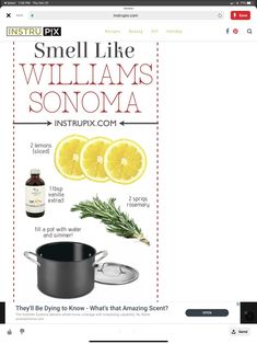 an image of a website page with lemons and spices on the front, as well as cooking instructions