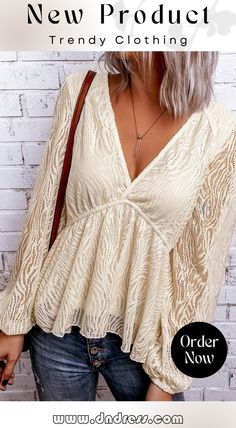 Lace V Neck Flowy Blouse V-neck Lace Top For Day Out, Lace Tops For Fall Day Out, Lace Tops For Day Out In Fall, Lace Top For Day Out In Fall, Chic Lace Blouse For Day Out, Chic Lace Top For Day Out, Lace Top Blouse For Fall Brunch, Chic Lace Top For Brunch, Chic Lace Top For Fall Brunch