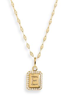 A modernist initial pendant is suspended from a bold, adjustable chain on this necklace crafted of 14-karat gold plate. 14k-gold plate/cubic zirconia Imported Initial Pendant Necklace, Necklace Craft, Initial Pendant, Womens Jewelry Necklace, Nordstrom Rack, Jewelry Necklace Pendant, Cubic Zirconia, Initials, Gold Plate