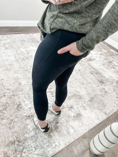 Introducing our Back Pocket Leggings, the perfect blend of comfort and convenience. Made from soft material, these leggings will feel like a second skin. With the added benefit of back pockets, you can now easily carry your essentials wherever you go. Ideal for any active lifestyle, these leggings are a must-have for every wardrobe. Model is 5'3" wearing a medium Mid-rise Stretch Yoga Pants With Hip Pockets, Stretch Mid-rise Yoga Pants With Side Pockets, Functional Full-length Tights With Pockets, Versatile High Stretch Activewear For Everyday, Everyday Black Activewear With 4-way Stretch, Black 4-way Stretch Activewear, Stretch Leggings With Pockets For Fall, Mid-rise Compression Leggings With Pockets, Fall Mid-rise Leggings With Pockets