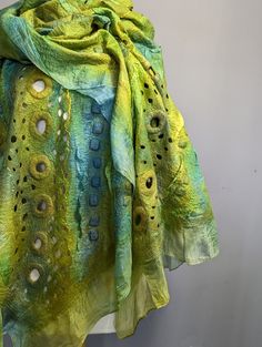 Felted Silk Scarf, Nuno Felted Scarf, Wool Wrap Shawl, Felt Scarf, Green Scarf, Silk Scarf, Blanket Wool Scarf, Gift for Her - Etsy Handmade Green Bohemian Shawl, Green Hand Dyed Bohemian Scarf, Artistic Hand-dyed Green Scarves, Handmade Bohemian Green Silk Scarf, Handmade Green Bohemian Silk Scarf, Scarf Blanket, Felt Scarf, Nuno Felt Scarf, Scarf Wool