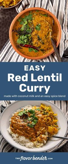 an easy red lentil curry recipe with coconut milk and any spice blend