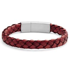 * Genuine cow leather
 * Surgical-grade stainless steel Luxury Red Leather Bracelet, Luxury Red Leather Bracelets, Masculine Braided Leather Bracelet For Gift, Luxury Red Leather Jewelry, Classic Leather Braided Bracelets As A Gift, Classic Leather Braided Bracelet Gift, Modern Leather Braided Bracelet For Everyday, Elegant Red Leather Bracelet, Elegant Red Leather Bracelets