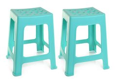 two plastic stools sitting next to each other