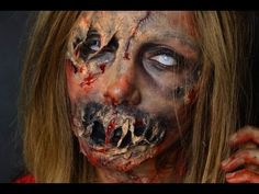 ZOMBIE HALLOWEEN MakeUp Tutorial - SFX - YouTube Diy Gore Makeup, Sfx Face Makeup, Prison Makeup, Sfx Makeup Ideas Gore, Scary Zombie Makeup, Sfx Makeup Ideas Scary Halloween, Halloween Special Fx Makeup, Sfx Makeup Horror Make Up, Gory Halloween Makeup