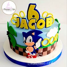 a sonic the hedgehog themed birthday cake