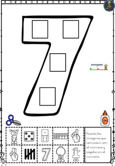 the number seven worksheet for children to practice counting and matching numbers with pictures